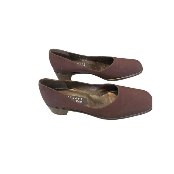 Stewart Weitzman Women's Brown Chunky Block  Heal‎ Flats Square Toe Size 8N - Picture 1 of 10